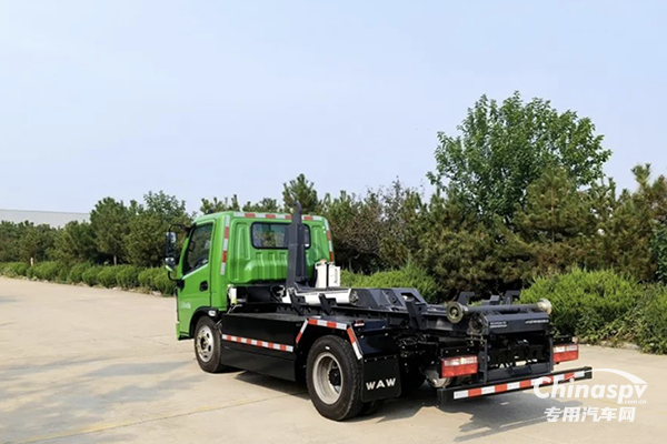 五征純電動(dòng)車廂可卸式垃圾車，可一車多箱，垃圾收集站轉(zhuǎn)運(yùn)配套